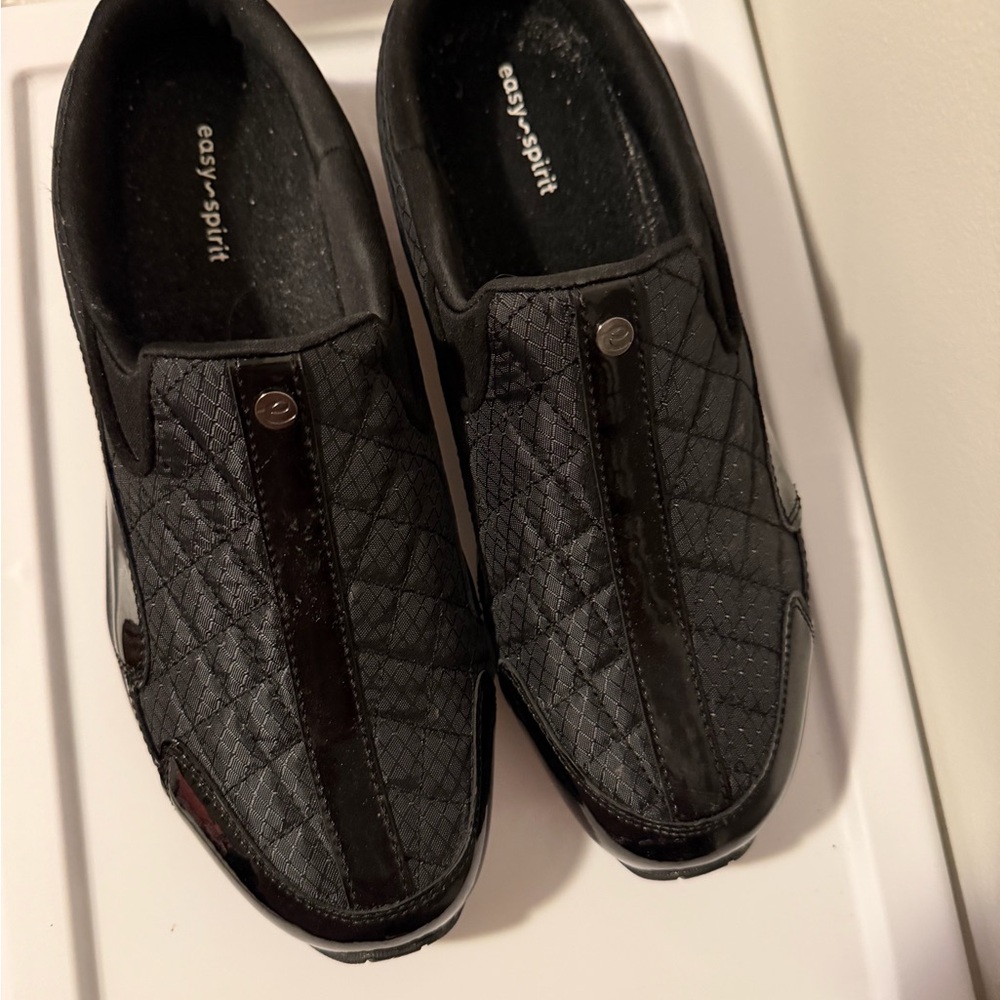Easy Spirit Women’s Quilted Slip-On Loafers — Black